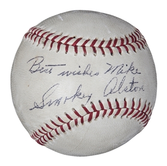 Walter Alston Single Signed Baseball - Signed "Smokey" Alston (PSA/DNA) 